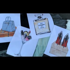 Fashion prints 8x10. Chanel, Hermès, louboutin. 4 prints